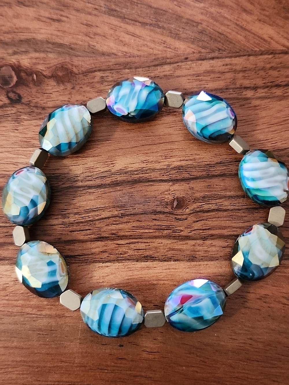 Handmade Multicolor Glass Bead Stretch Bracelet